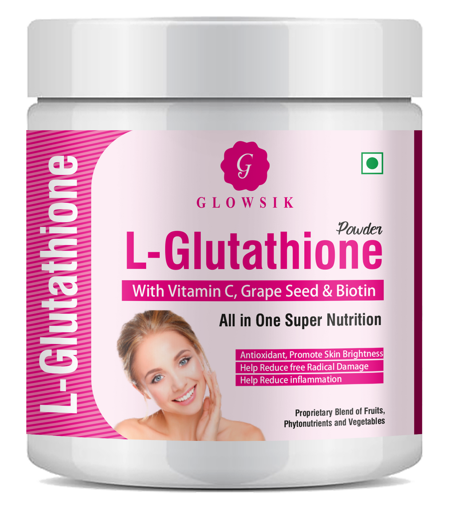 GLOWSIK L-GLUTATHIONE POWDER FOR HEALTHY & GLOWING SKIN WITH PLANT & FRUIT EXTRACT (300 g)