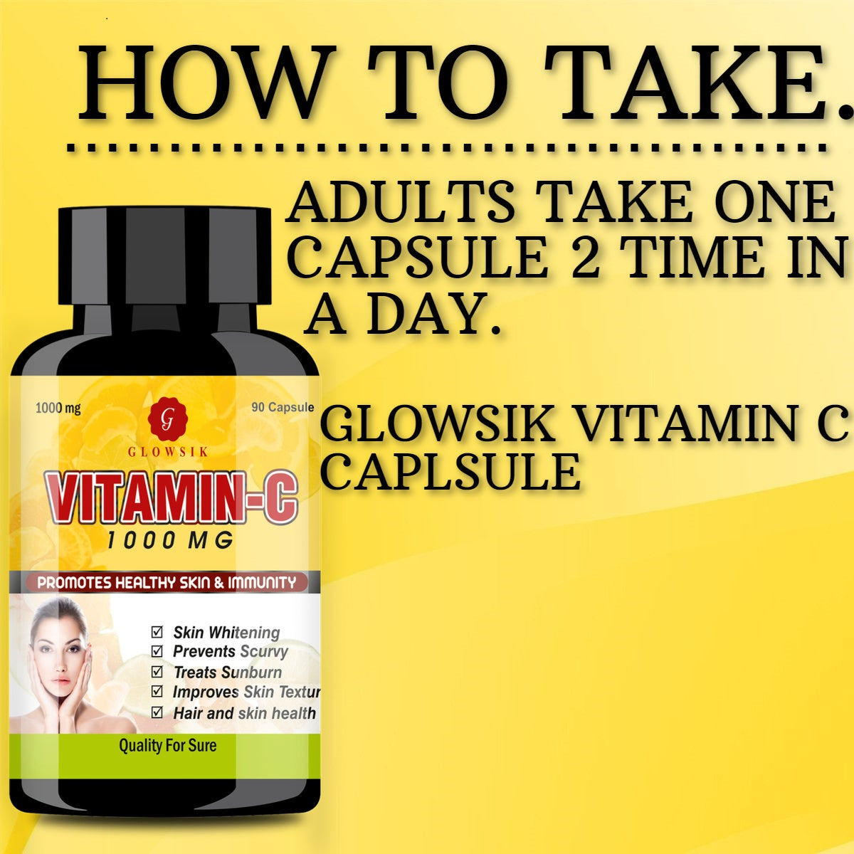 GLOWSIK VITAMIN C for glow skin ans immunity booster -90 capsules