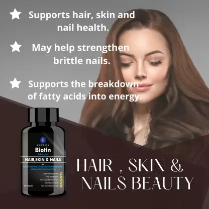 GLOWSIK BIOTIN CAPSULES (90- CAPSULES) with AMINO ACIDS FOR HAIR, NAILS AND SKIN (1000 mg