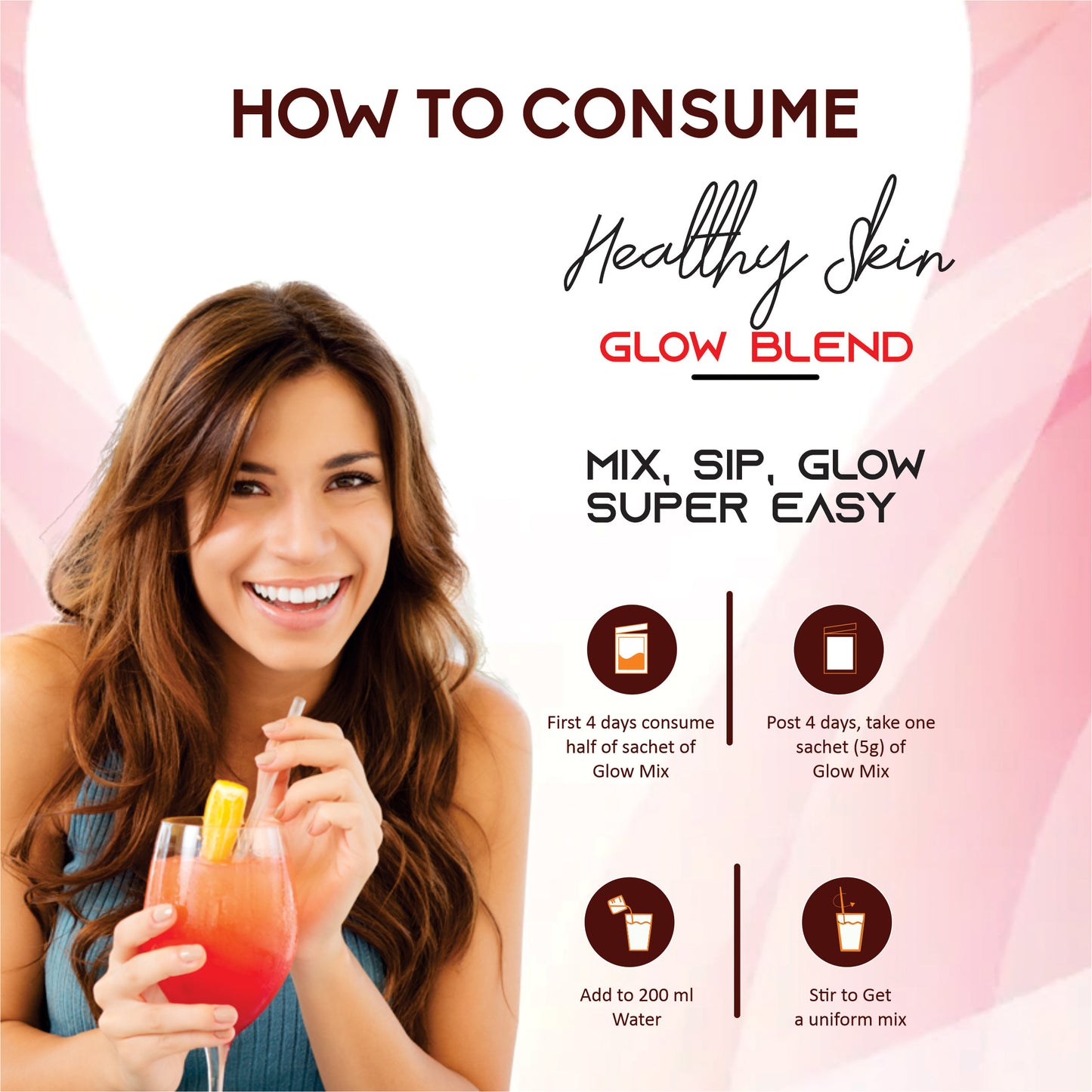 Glowsik Healthy Skin Glow Blend, Ayurvedic Beauty Supplement for Healthy, Glowing Skin - 30 Sachets