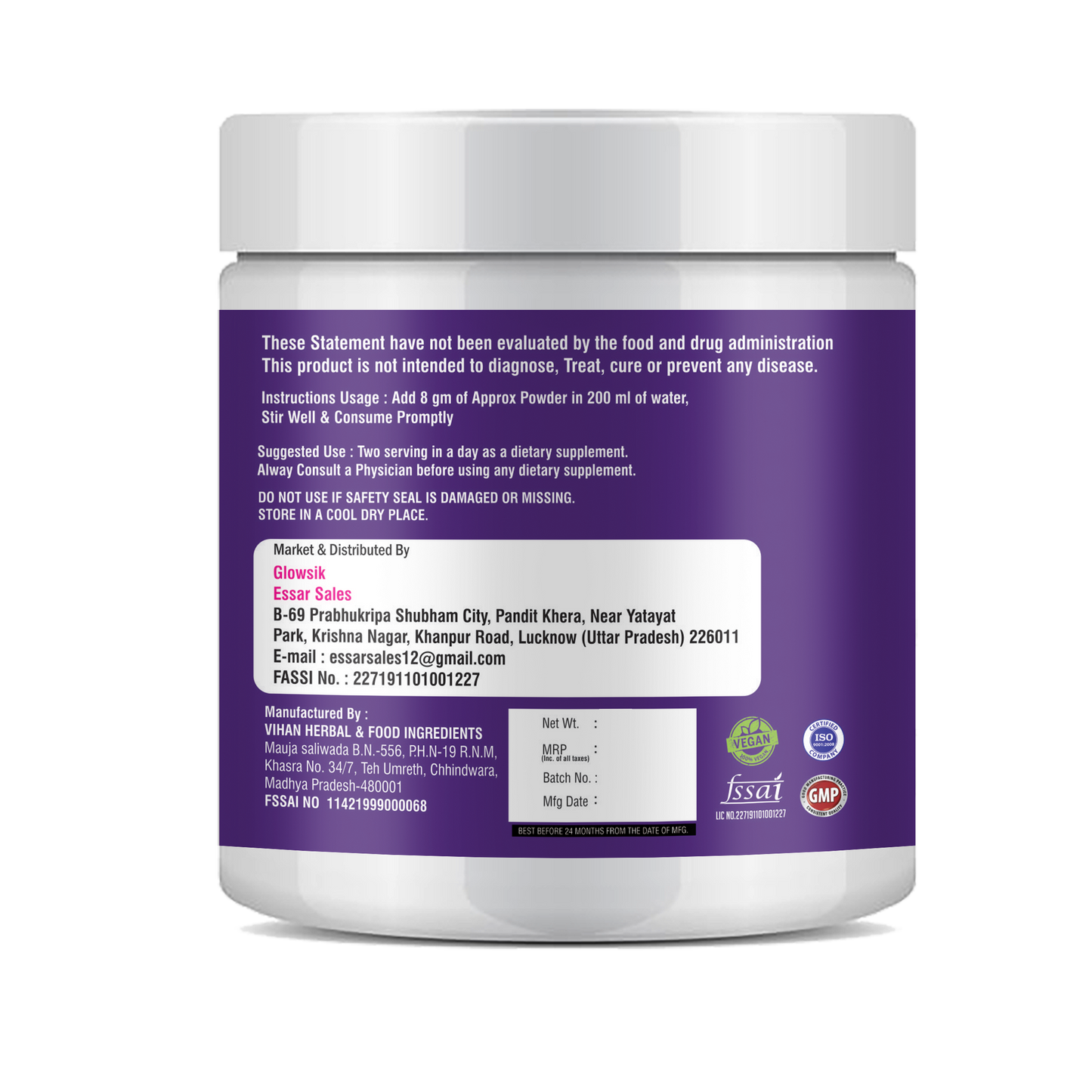 GLOWSIK Plant And Herb Biotin 10000+ mcg With Amla For Strong Hair & Healthy Skin (300 g)