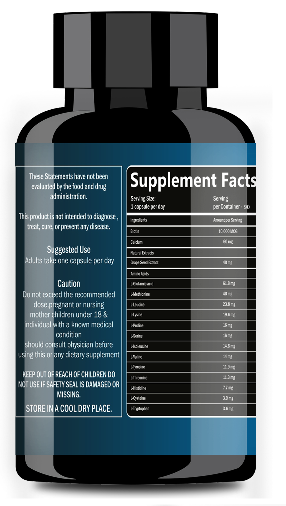 GLOWSIK BIOTIN CAPSULES (90- CAPSULES) with AMINO ACIDS FOR HAIR, NAILS AND SKIN (1000 mg