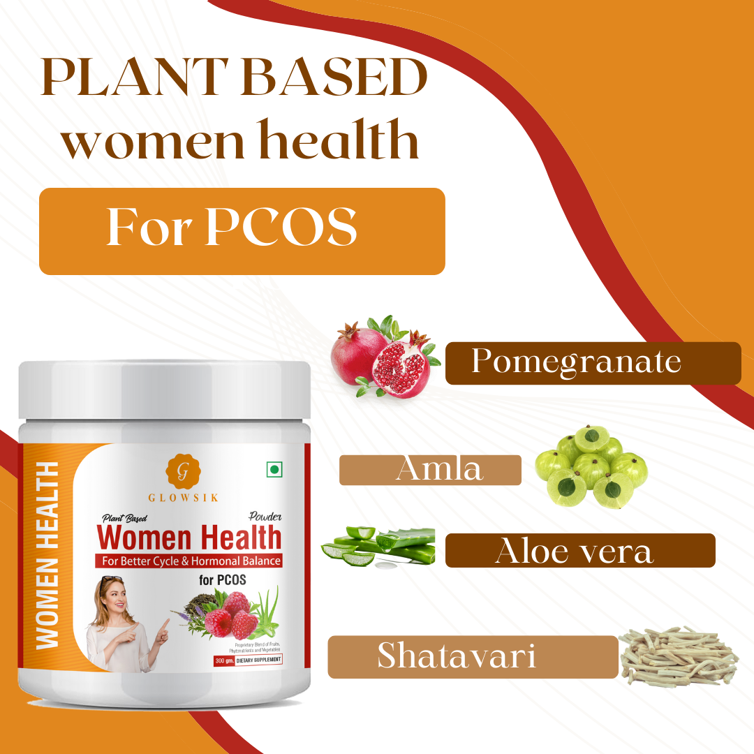 GLOWSIK Plant based WomenHealth for PCOS ,with ChasteBerry,Shatavari for Hormon Balance (300 g)