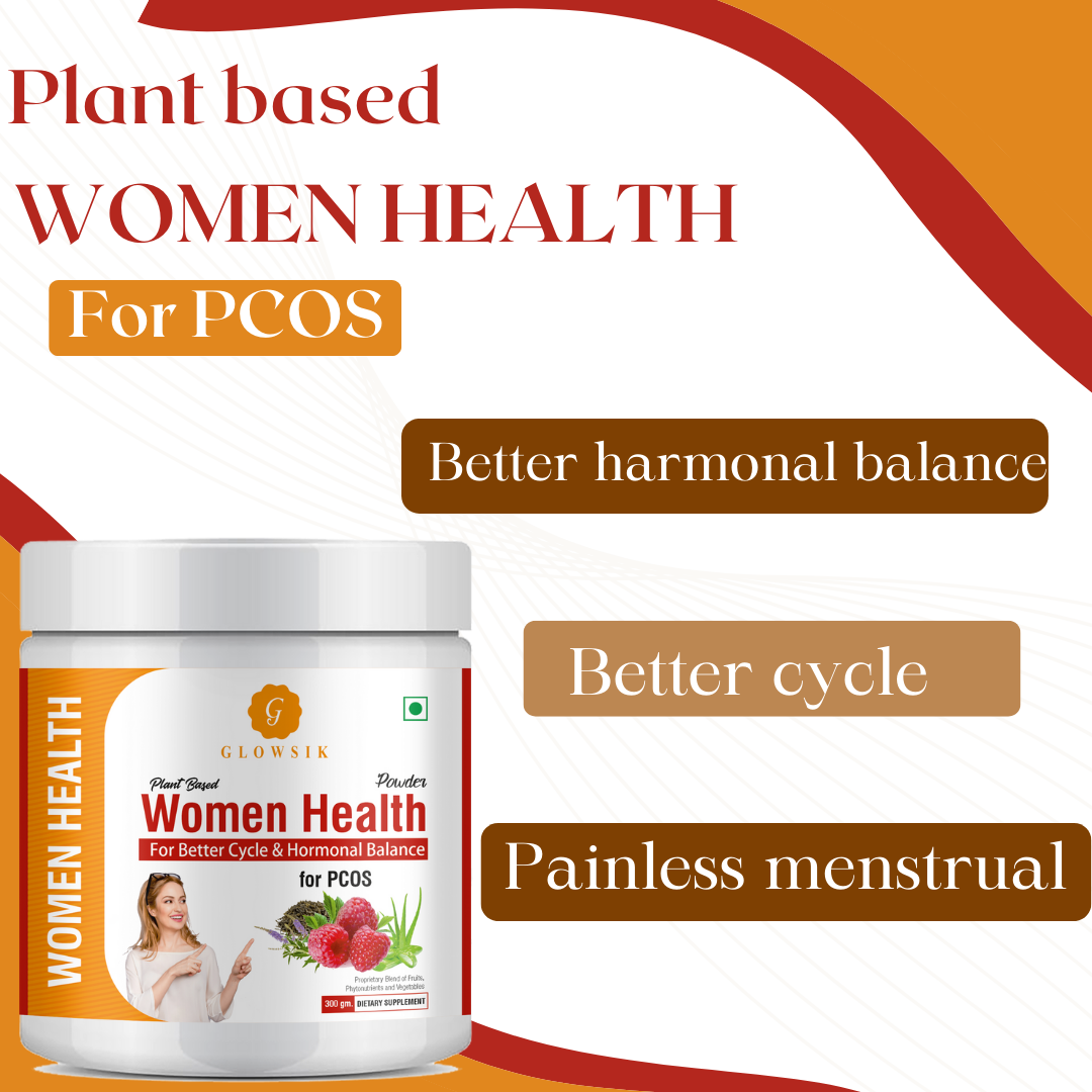 GLOWSIK Plant based WomenHealth for PCOS ,with ChasteBerry,Shatavari for Hormon Balance (300 g)
