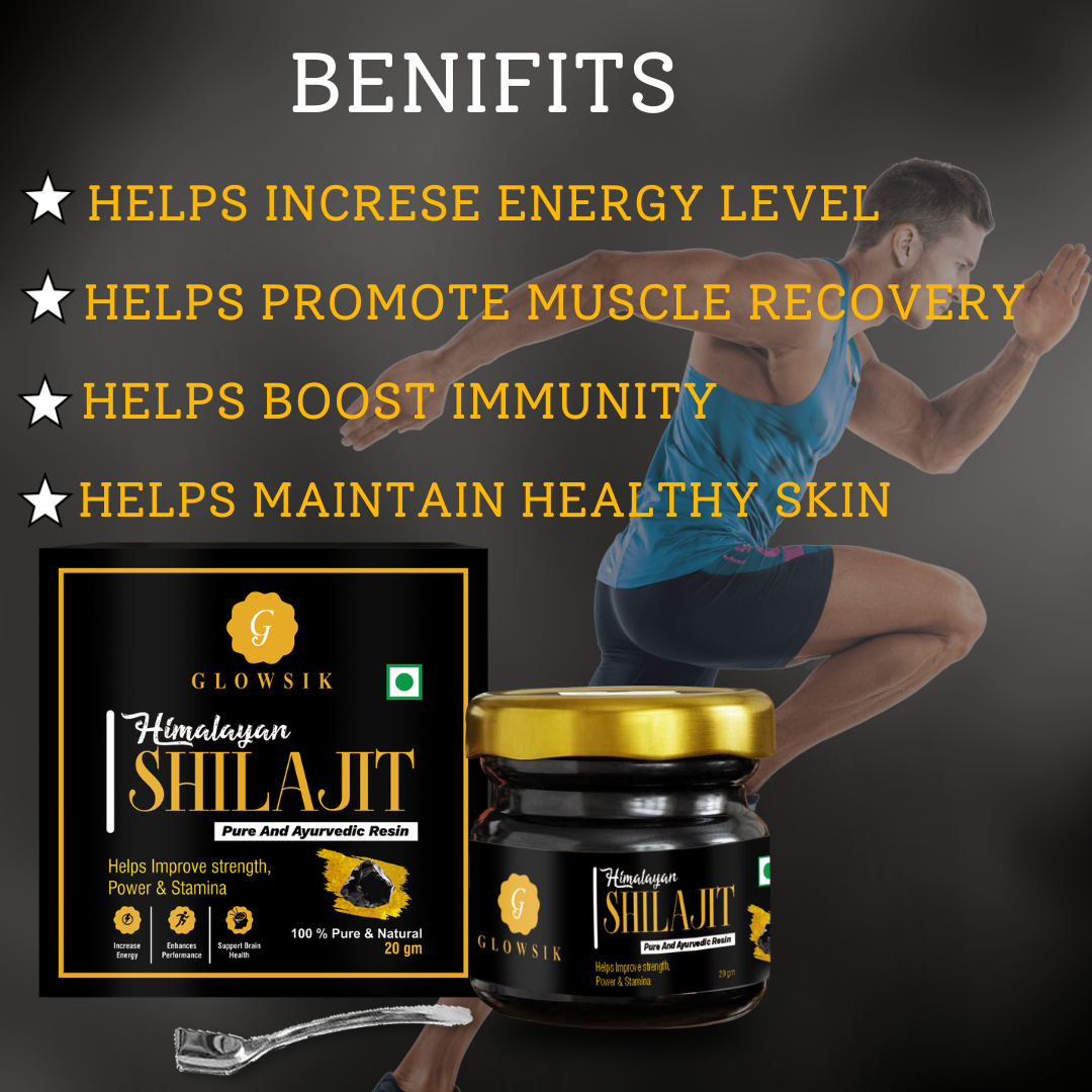 Glowsik Himalayan Shilajit Resin Original & Ayurvedic - 20 gm Now with ashwangandha , safed mushli and kauch beej 20 effervescent tablets