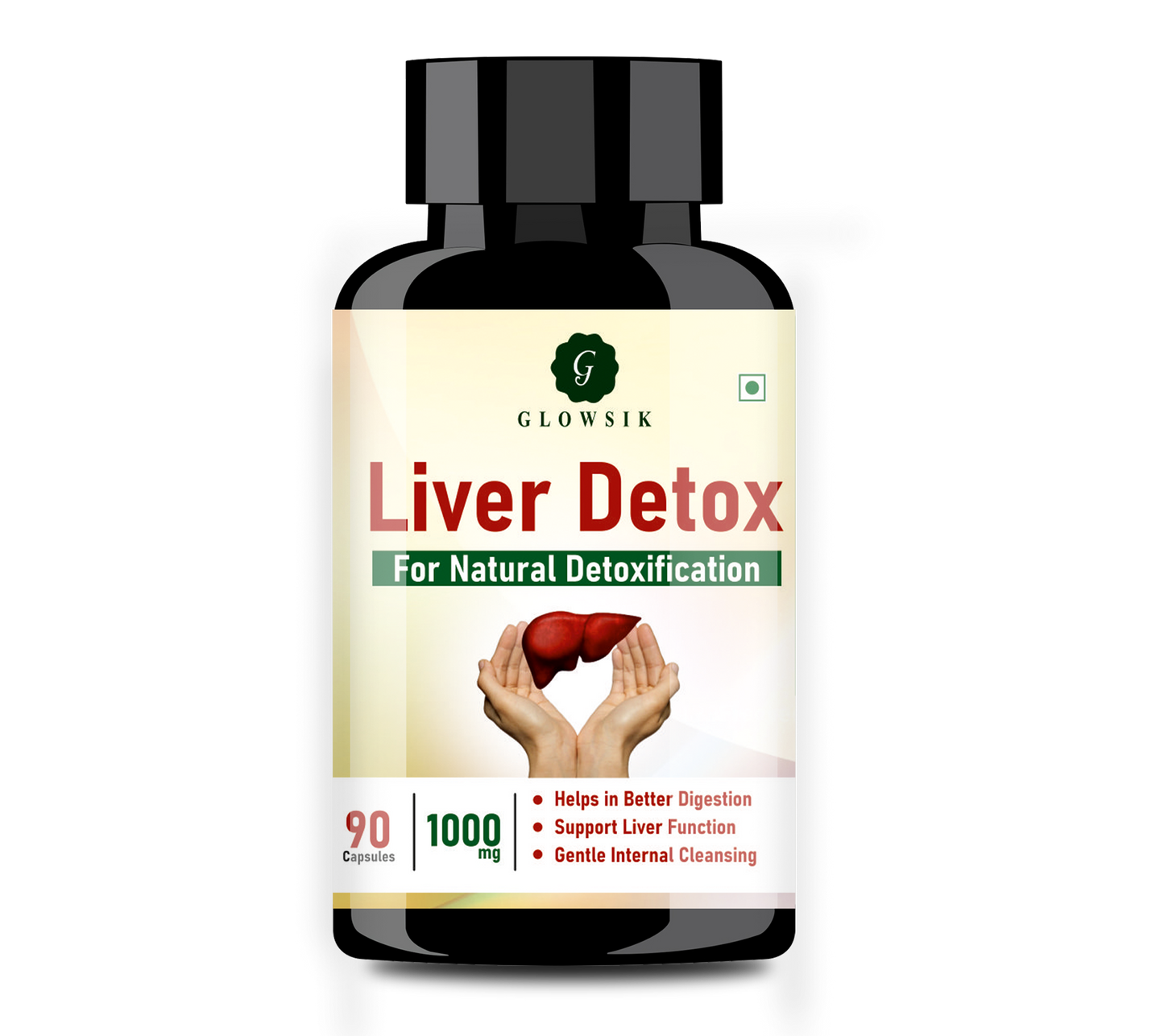Glowsik Liver Detox Supplement Ayurvedic 1000mg with Milk Thistle for Liver Cleanse - 90 capsules