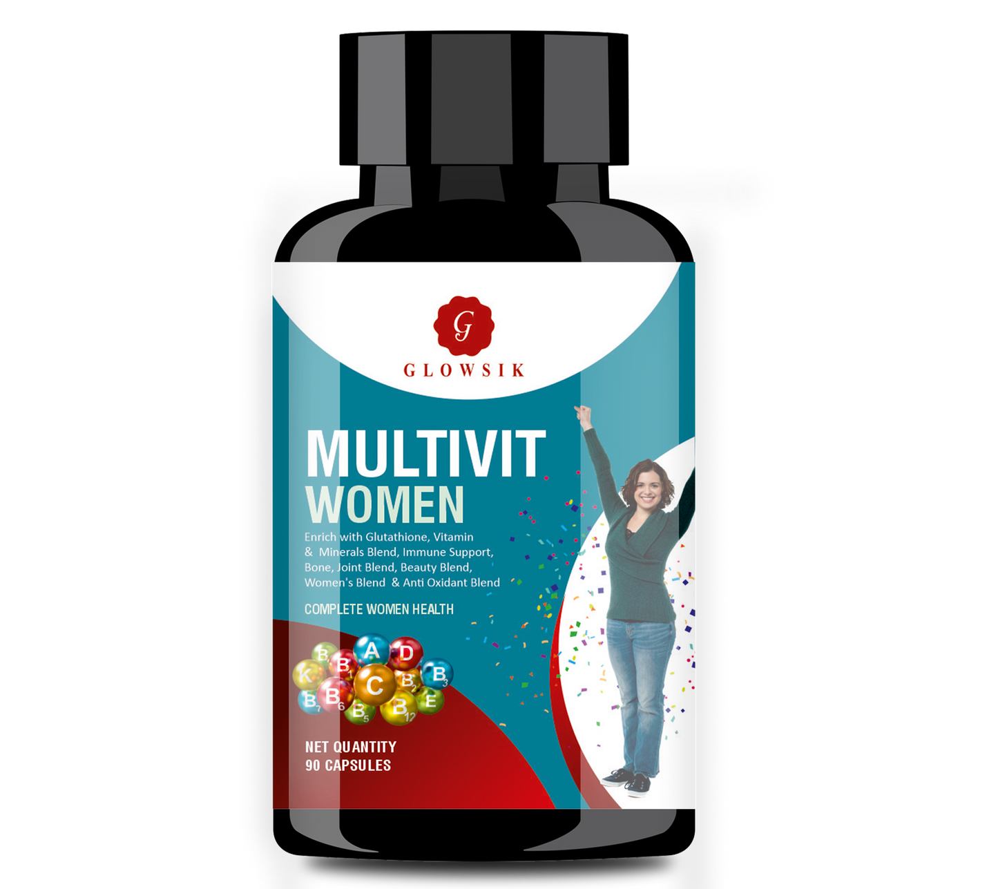 G GLOWSIK Women Multivitamins With glutathione ,Anti-Oxidants , Bone, Joint & Beauty Blend (1000 mg)