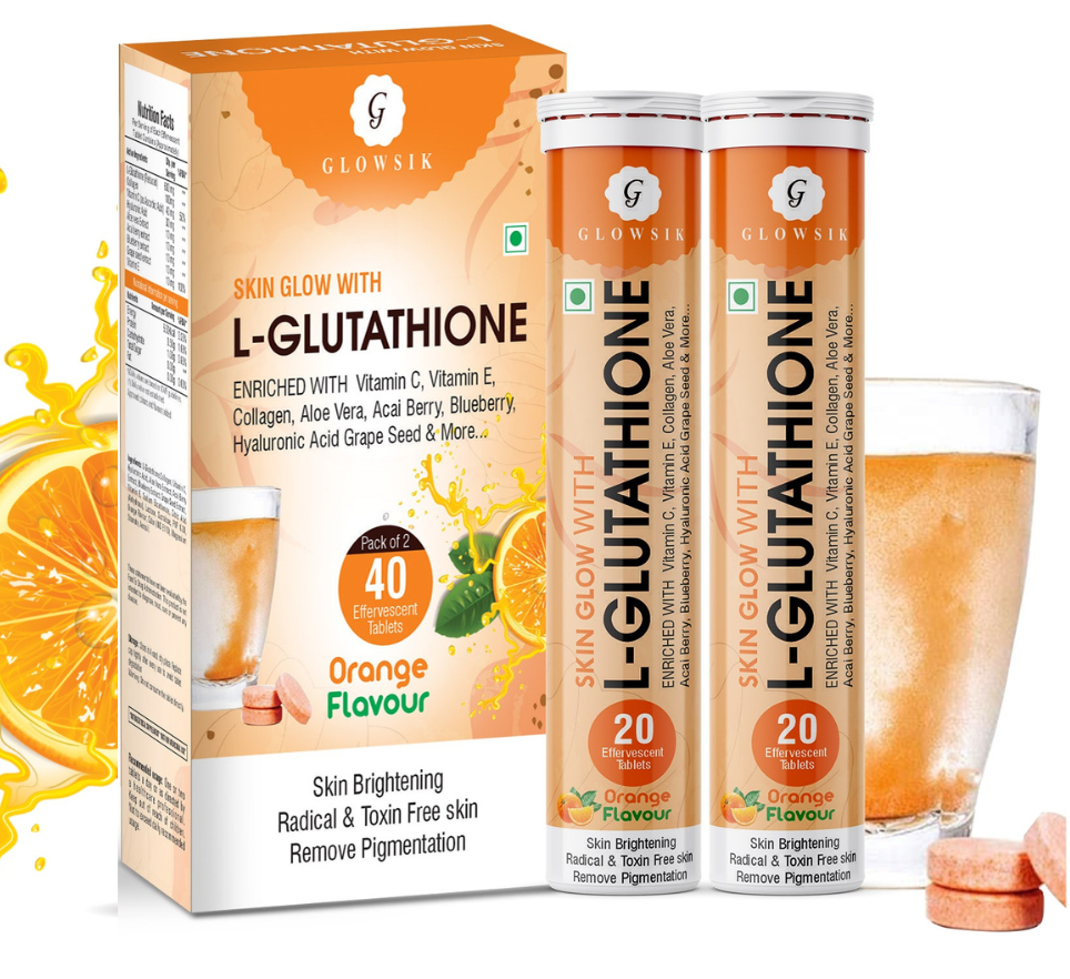 glutathione for skin glow Glowsik Glutathione Effervescents tablets for skin Glow , with collage