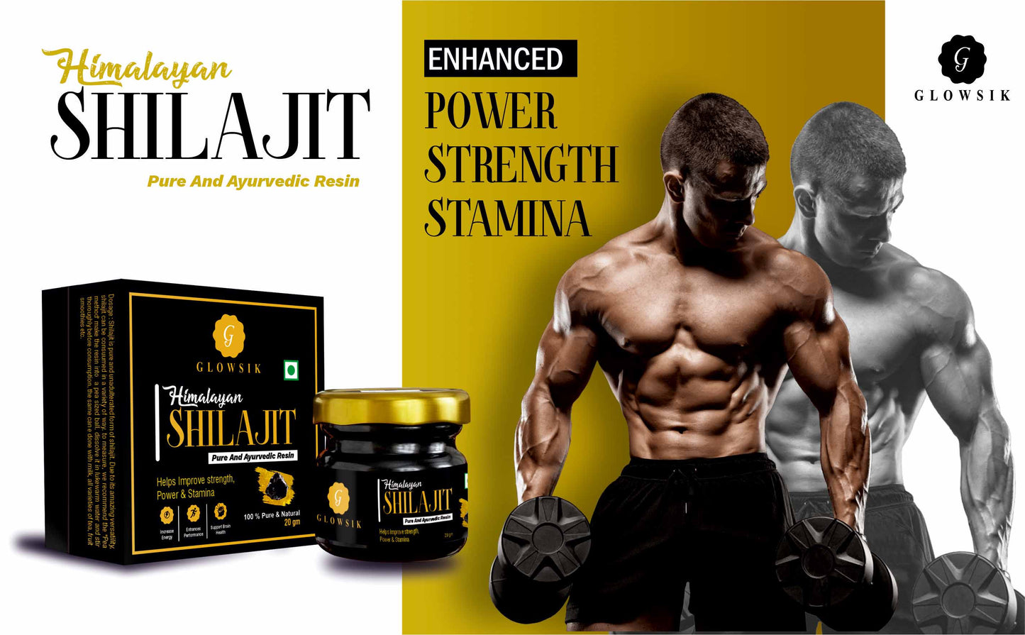 Glowsik Himalayan Shilajit Resin Original & Ayurvedic - 20 gm Now with ashwangandha , safed mushli and kauch beej 20 effervescent tablets