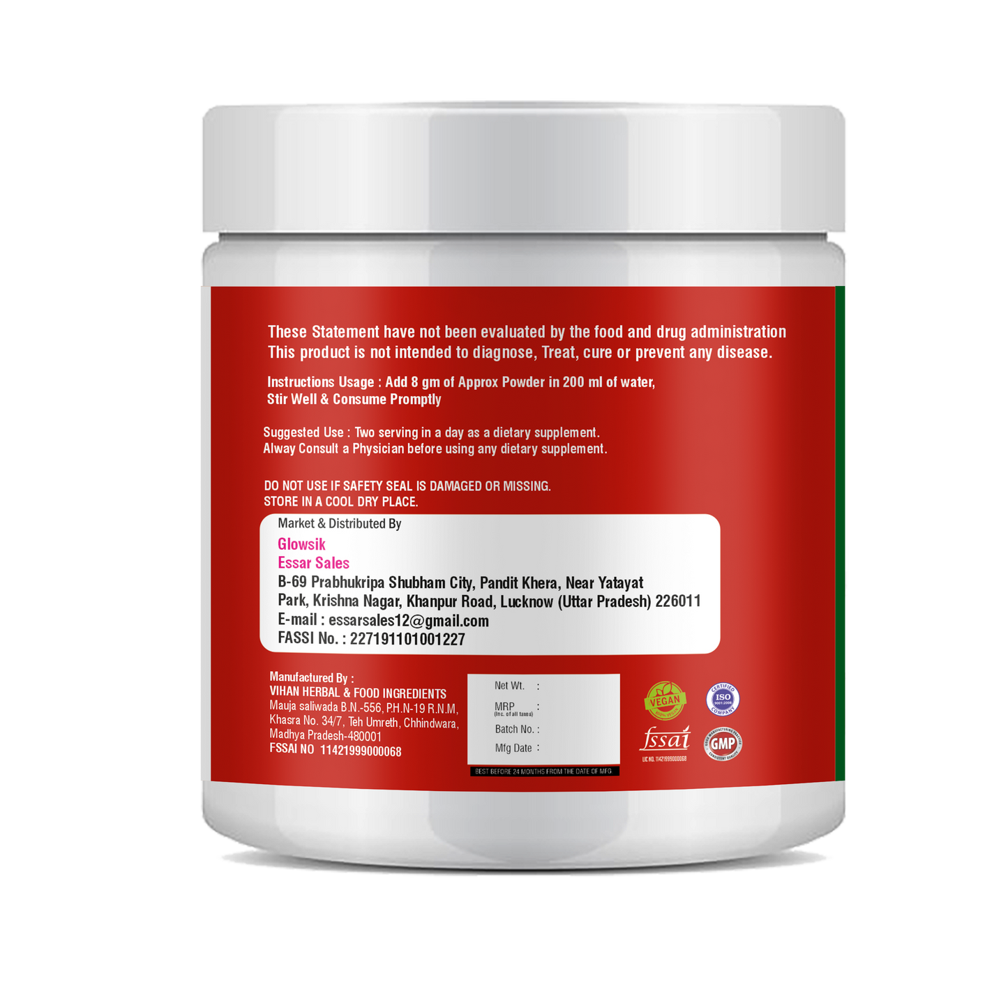 GLOWSIK Plant based WomenHealth for PCOS ,with ChasteBerry,Shatavari for Hormon Balance (300 g)