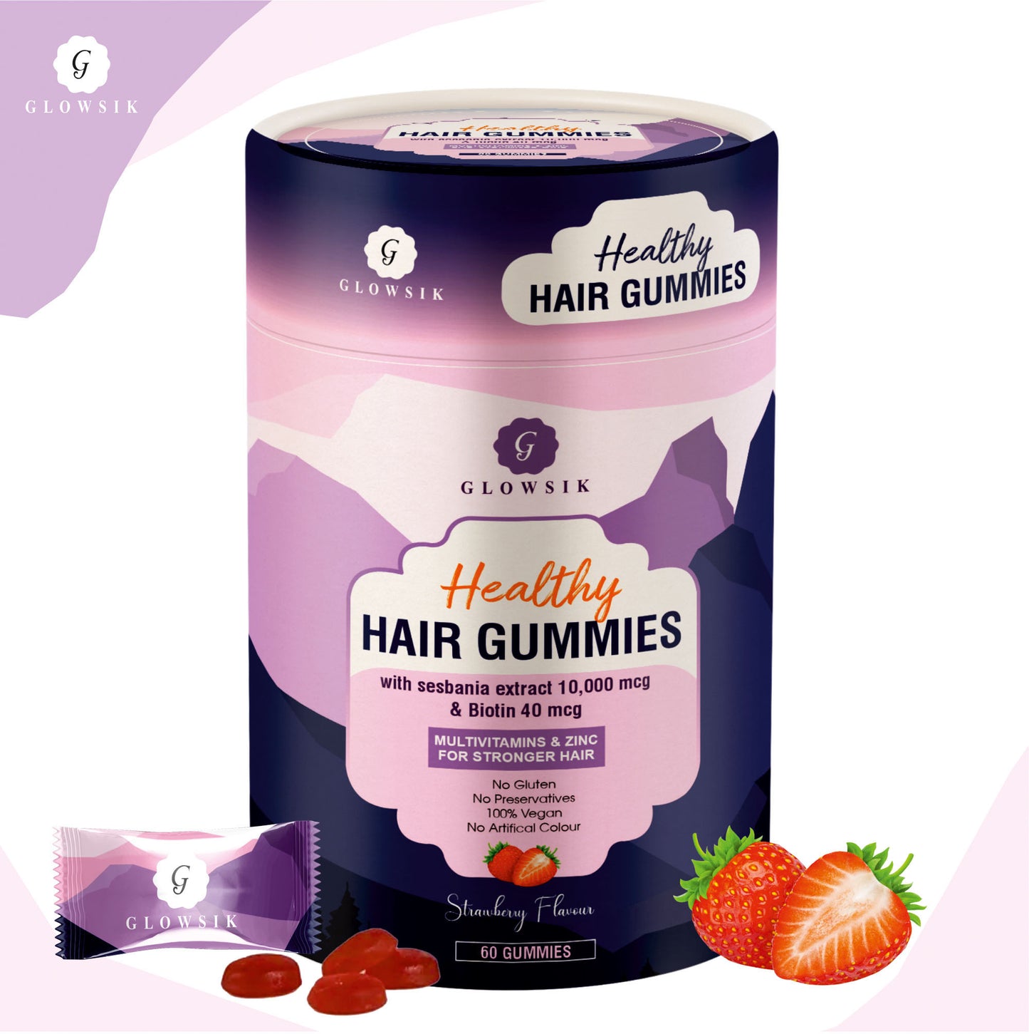 Biotin Hair Gummies 10,000 mcg Biotin From Sesbania For Healthy Stronger Hair - 60 gummies