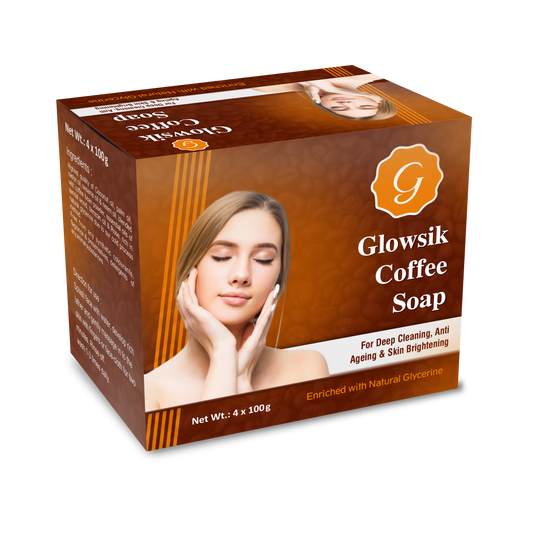 GLOWSIK COFFEE SOAP FOR DEEP CLEANING , SKIN BRIGHTENING & MOISTURIZER , PACK OF 4