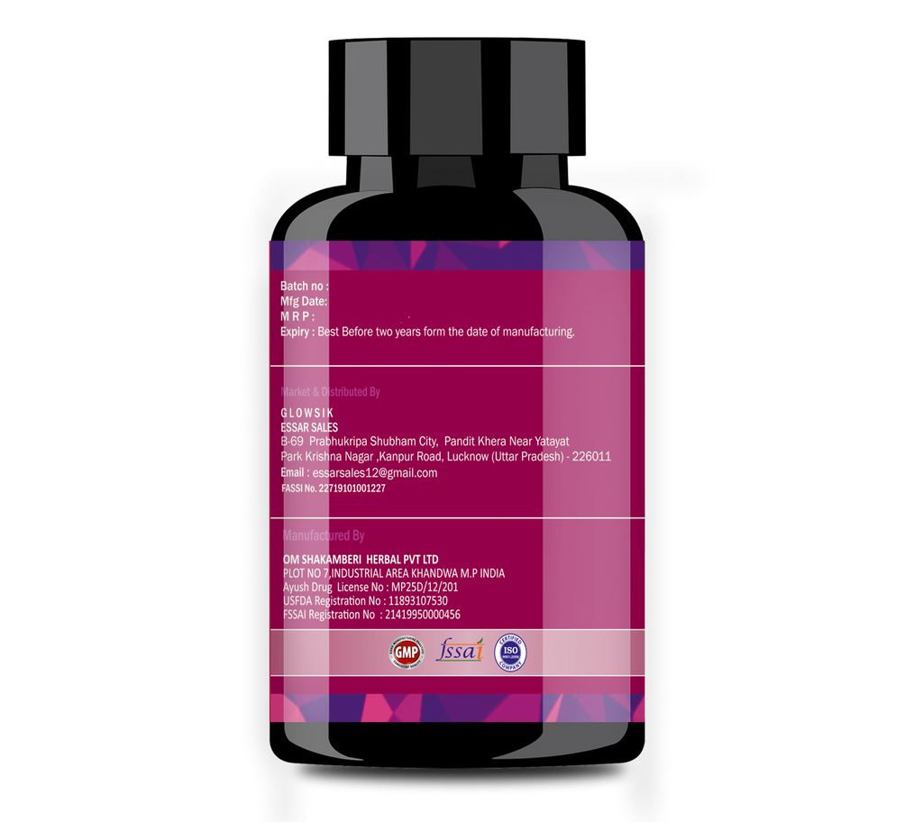 Glowsik L-Glutathione with Vitamin C &  E , Grape Seed , for skin glow , anti-oxidant -60 CAPSULES (1000 mg)