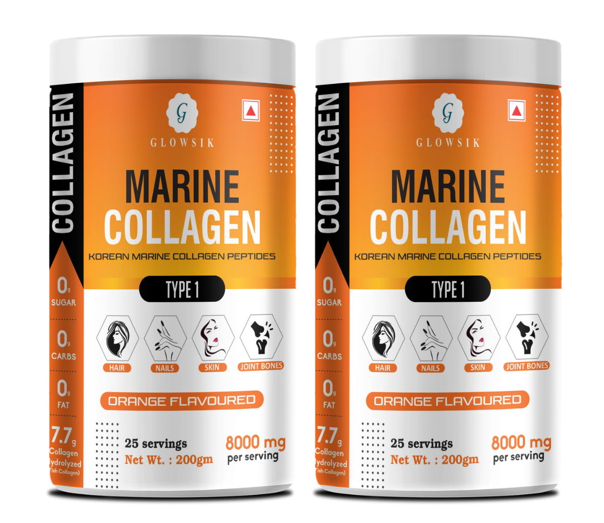 Glowsik Korean Marine Collagen Powder with Glutathione  for Women & Men (200 g) Pack of 3