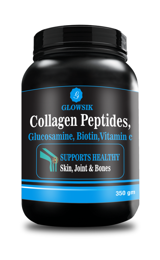 GLOWSIK COLLAGEN PEPTIDES WITH GLUCOSAMINE, BIOTIN FOR HEALTHY BONES, JOINTS, HAIR Energy Bars  (350 g, CHOCOLATE)