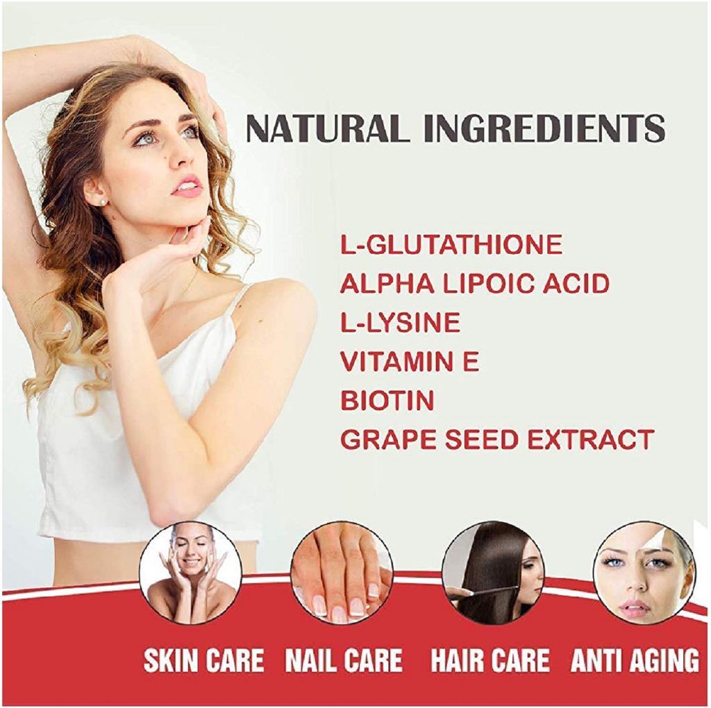 Glowsik Glutathione  pack of 3 (180 capsules) with Vitamin C &  E , Grape Seed , for skin glow , anti-oxidant